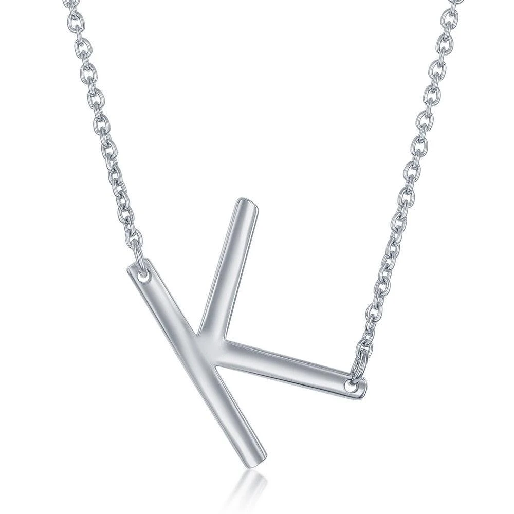 Simona Sterling Silver Sideways Initial Necklace 5