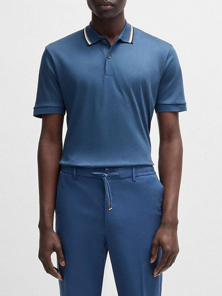 Hugo Boss Slim-Fit Polo Shirt in Cotton with Striped Collar 3
