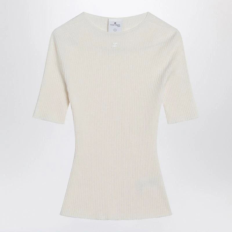 courreges Courrèges Ribbed Sweater In Cotton And Wool 1