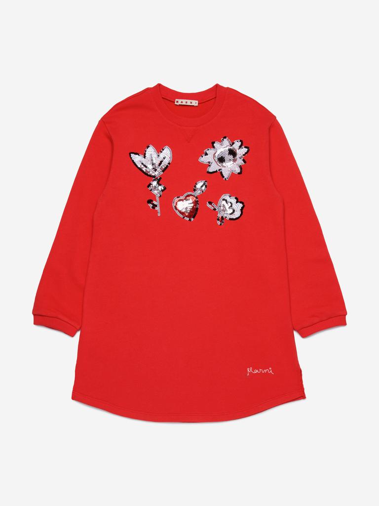 Marni MARNI Girls Applique Dress in Red