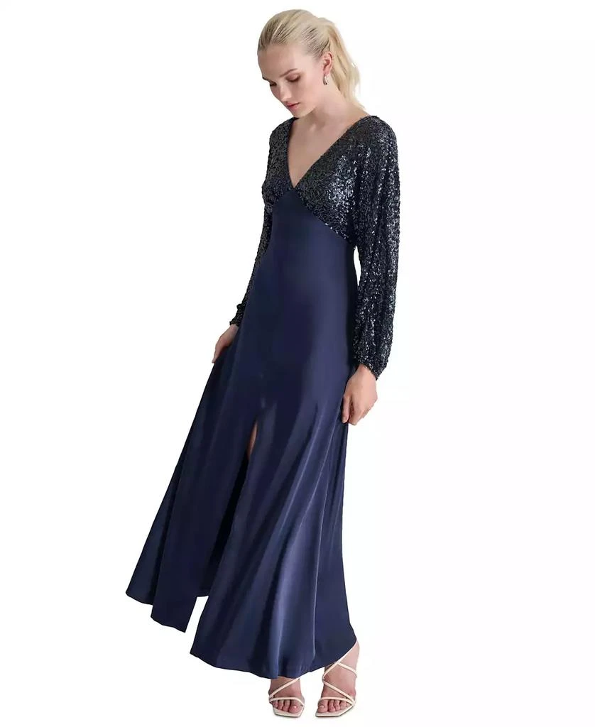 DKNY Women's Sequin Embellished Blouson-Sleeve Gown 3