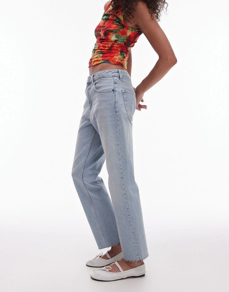 Topshop Topshop cropped mid rise straight jeans with raw hems in summer bleach 4