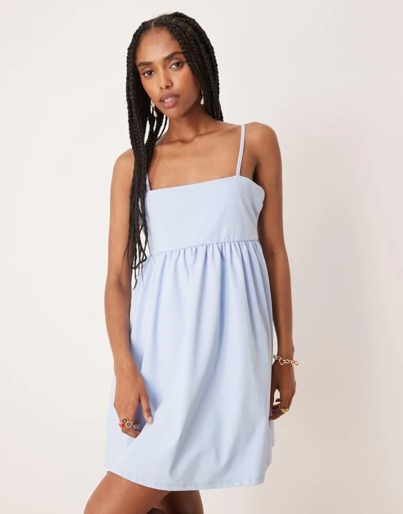 blue mini dress asos ASOS DESIGN square neck embellished wave mini dress in blue
