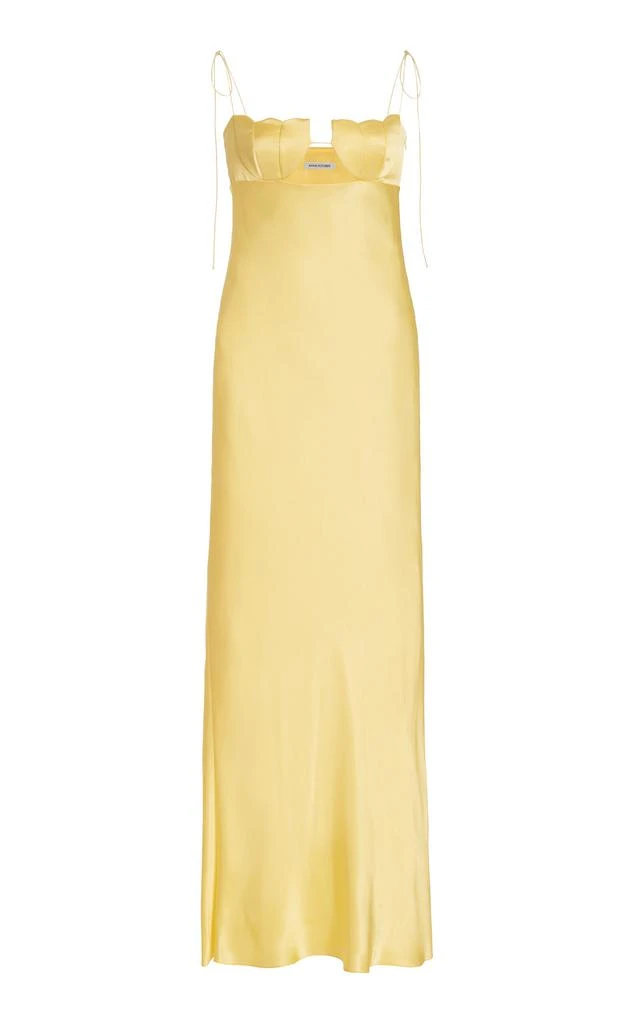 Anna October Anna October - Tulip Satin Maxi Dress - Yellow - M - Moda Operandi 1