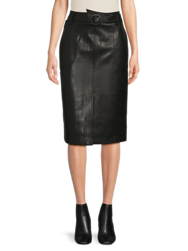 Wdny Faux Leather Midi Skirt 1