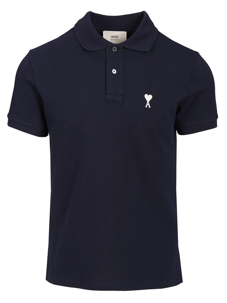AMI AMI Paris Ami de Coeur Logo Embroidered Polo Shirt Black