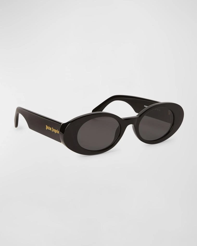 Palm Angels Gilroy Black Acetate Oval Sunglasses 1