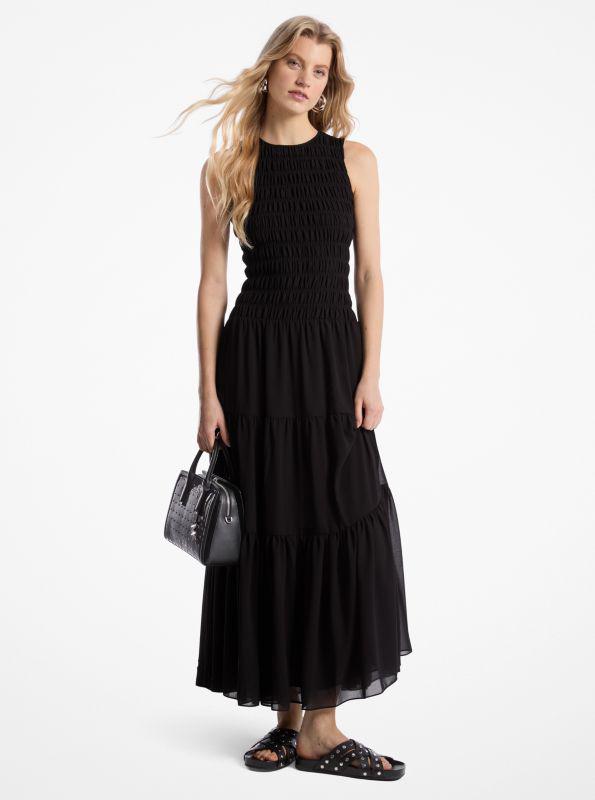 Michael Kors Smocked Georgette Tank Dress