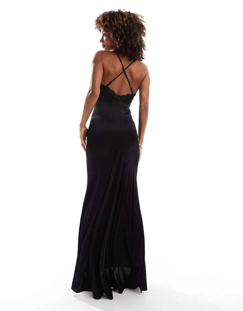 chinese dress ladies Chaser Berkeley Maxi Silky Twill Dress in True Black