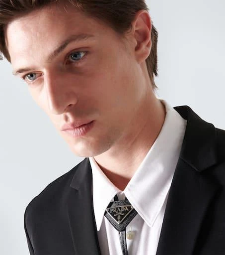 Prada Saffiano triangle bolo tie with logo 3