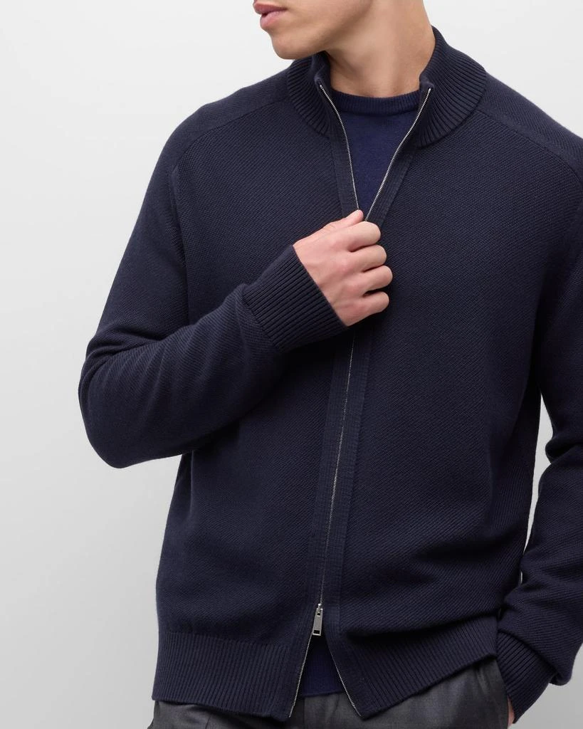 Zegna Men's Melange Oasi Cashmere and Silk Full-Zip Sweater 6