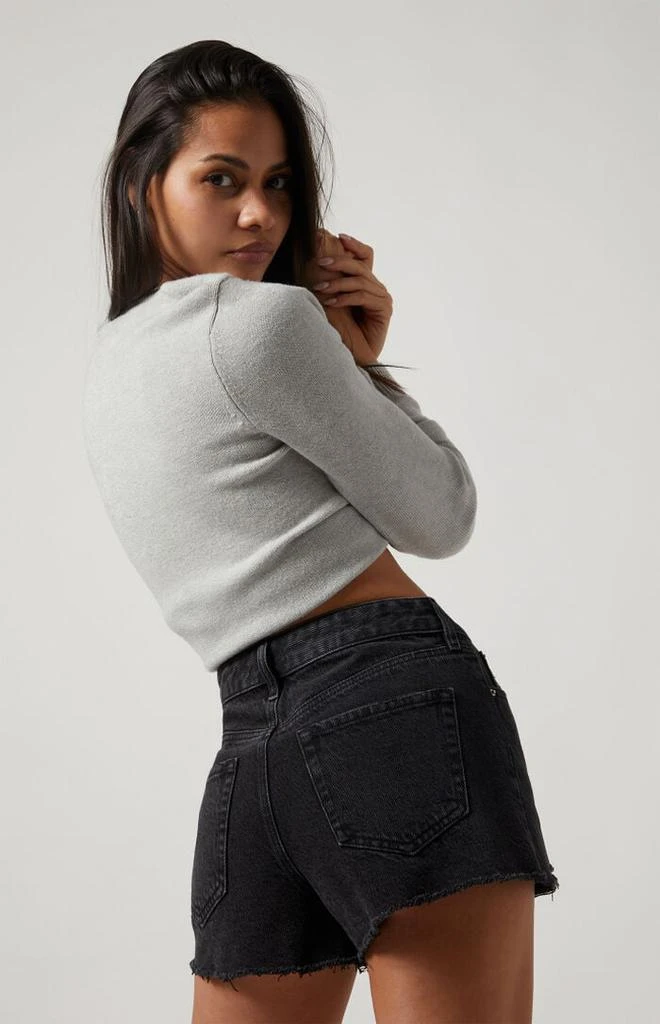 PacSun Black Frayed Ripped High Waisted Denim Festival Shorts 4
