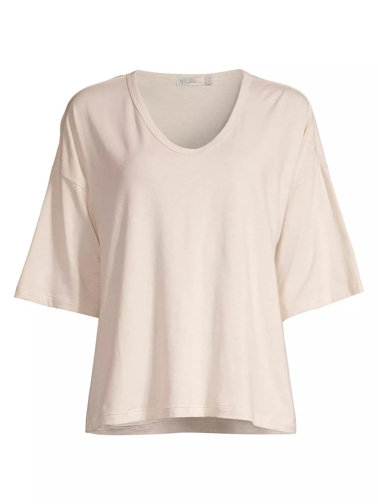 Barefoot Dreams Slub Jersey V-Neck Boxy T-Shirt 1