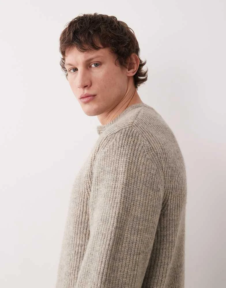 ASOS ASOS DEISGN relaxed knitted henley in stone 4