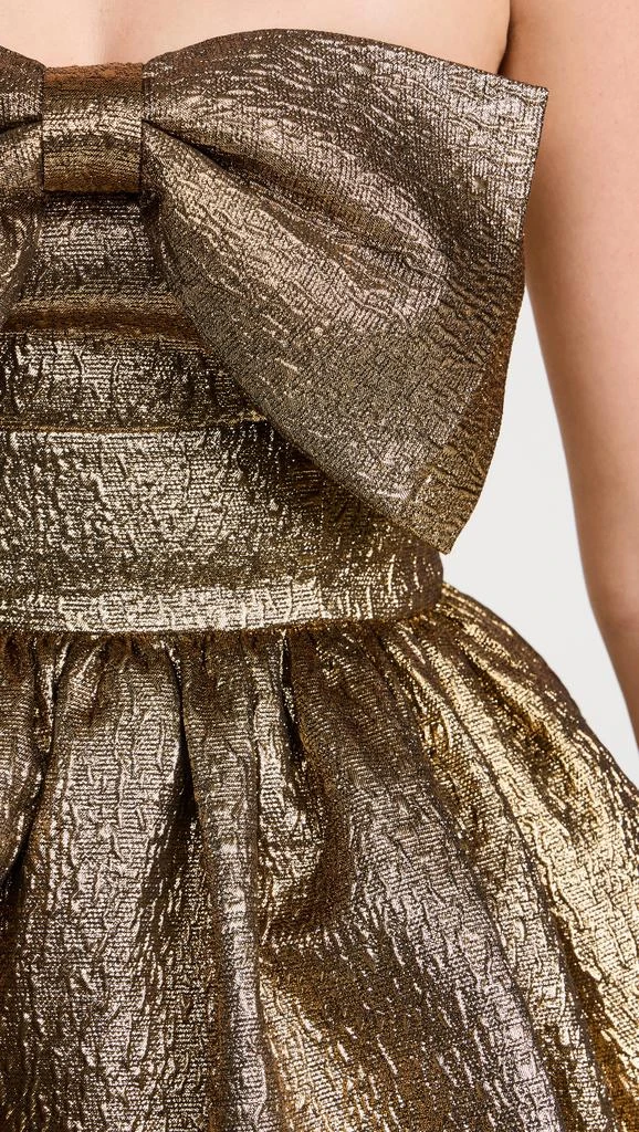 Self Portrait Gold Metallic Jacquard Mini Dress 5