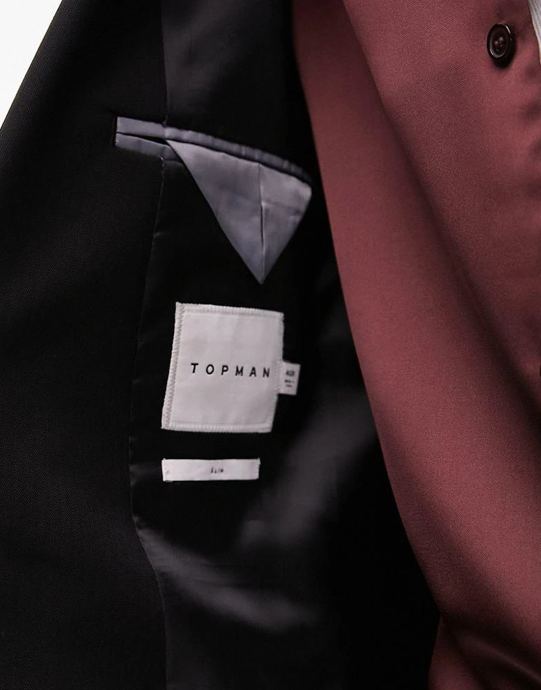 Topman Topman slim warm handle wrap suit jacket in black 5