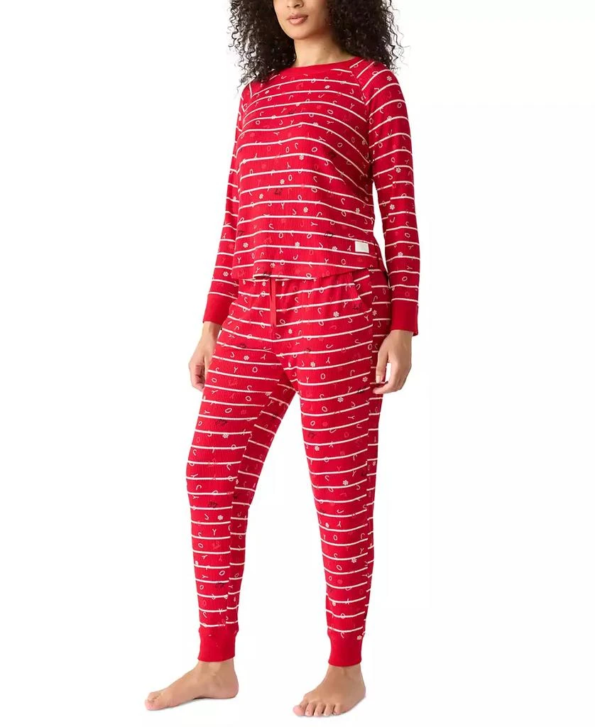 GAP GapBody Women's Packaged Ribbed Printed Jogger Pajama Set 3