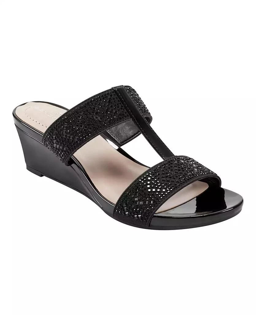 Bandolino Women's Iluvit Embellished T-Strap Wedge Sandals 1