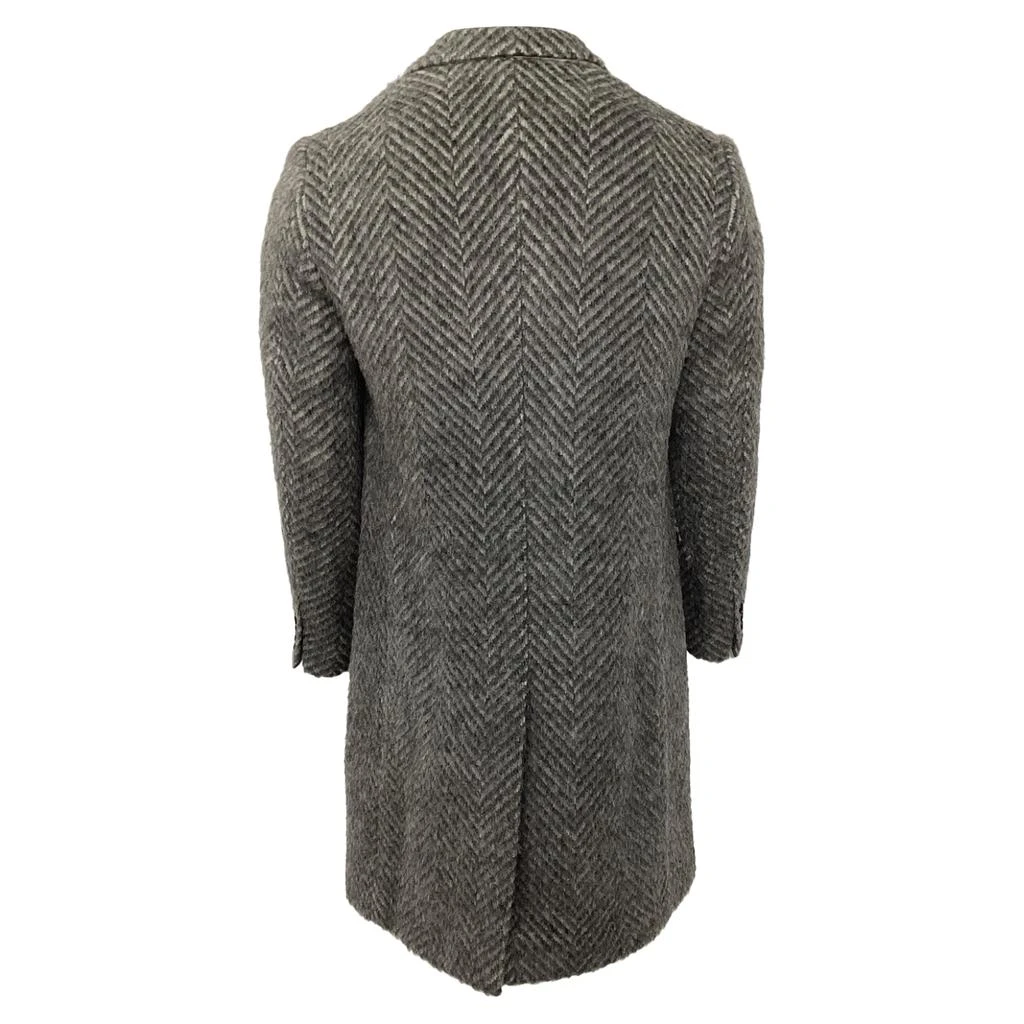Burberry Double-Breasted Herringbone Chesterfield Coat in Grey Wool Mohair Alpaca Blend 2