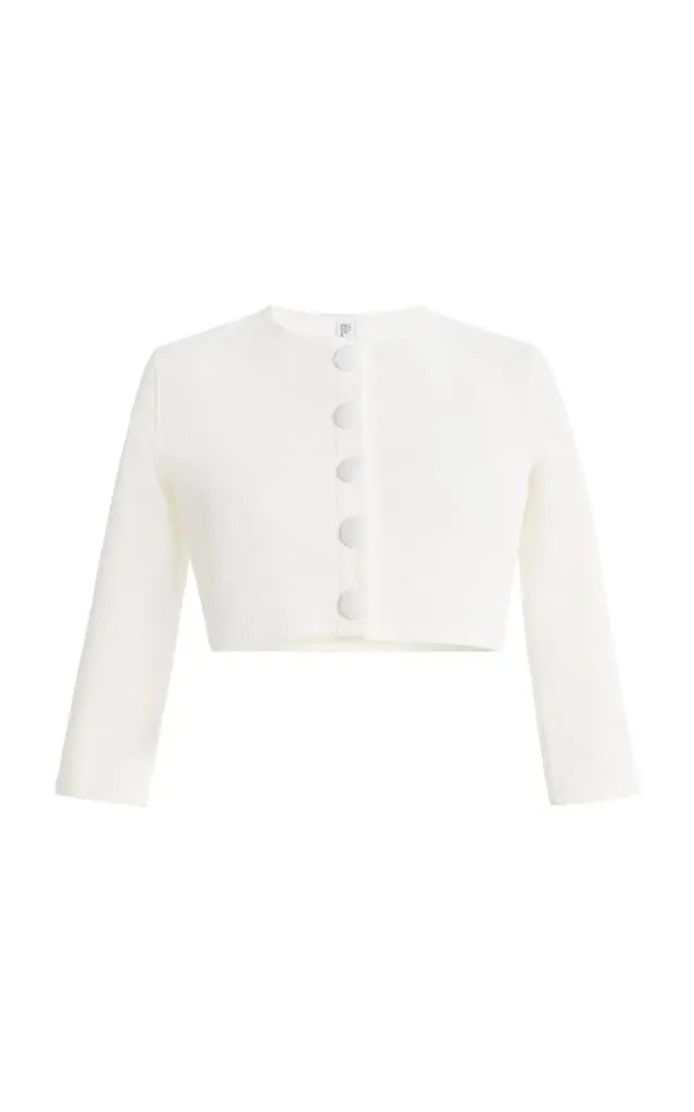 LISA MARIE FERNANDEZ Lisa Marie Fernandez Cropped Jacquard Cardigan - Moda Operandi