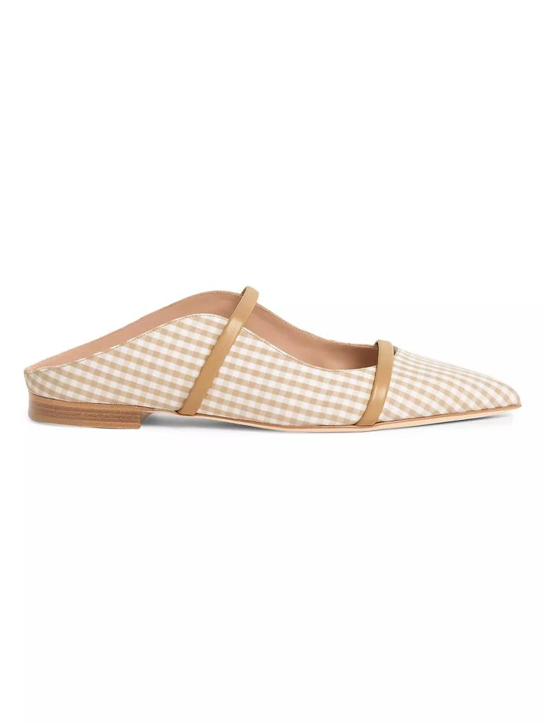Malone Souliers Maureen Gingham Cotton Flat Mules 1
