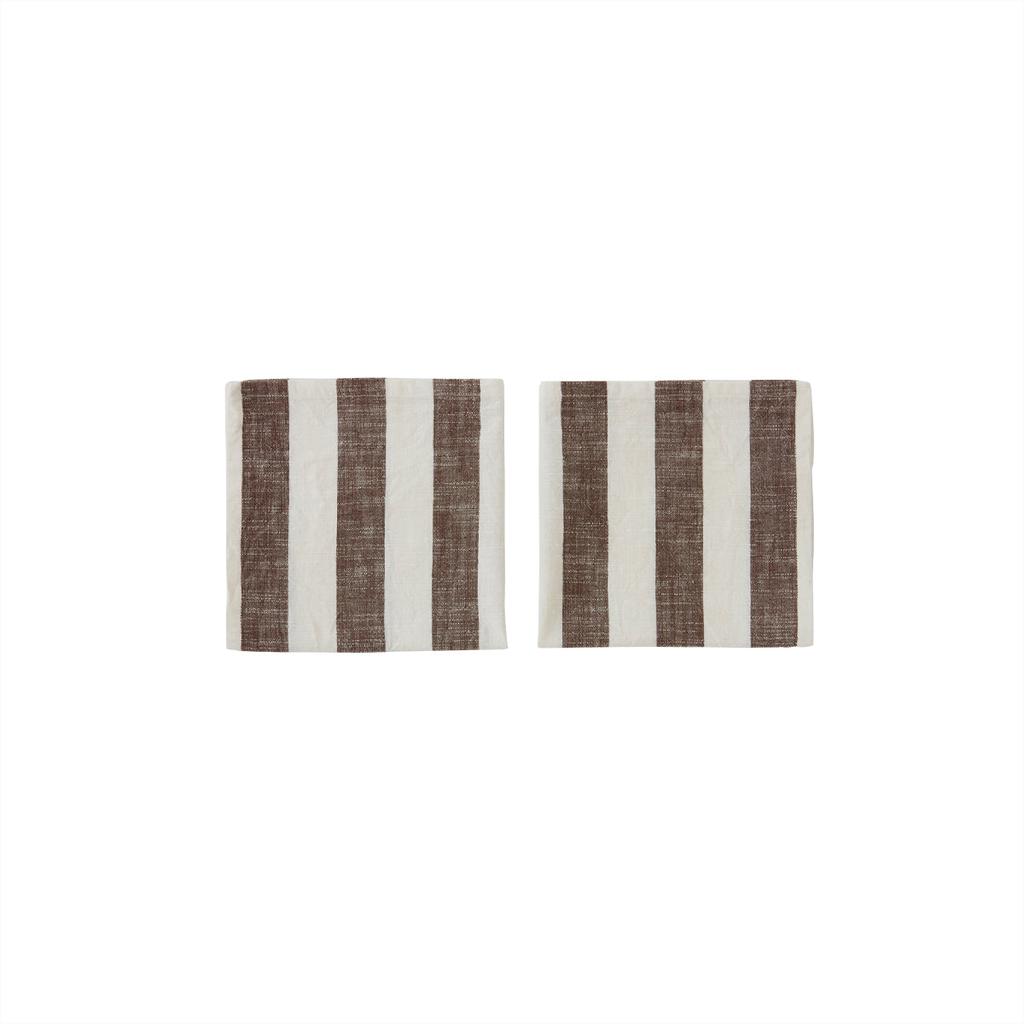OYOY Living Design Lot De 2 Serviettes De Table Rayée Marron En Coton Organique H45x45cm