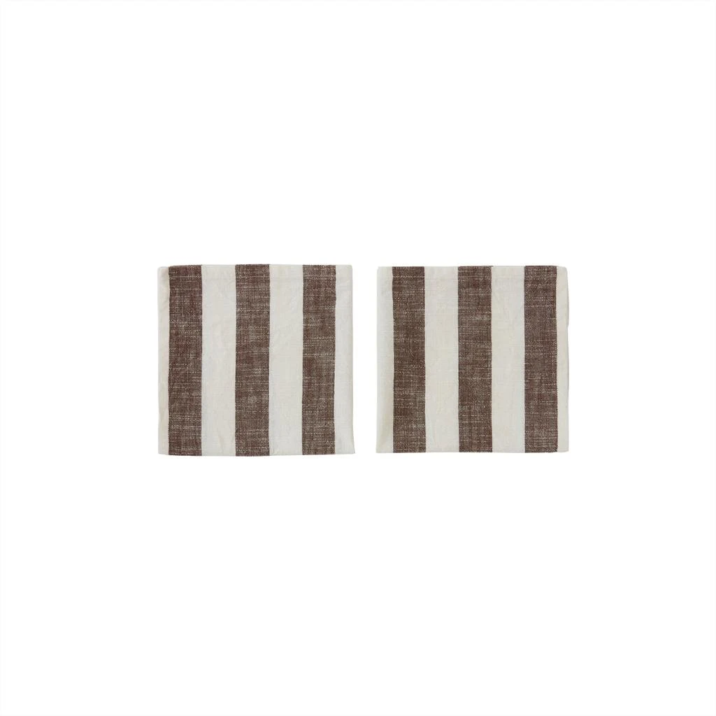 OYOY Living Design Lot De 2 Serviettes De Table Rayée Marron En Coton Organique H45X45Cm - Marron 1