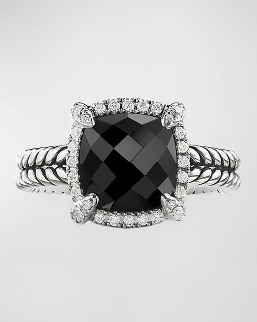 David Yurman Chatelaine Pavé Bezel Ring with Gemstone and Diamonds in Silver, 9mm 3