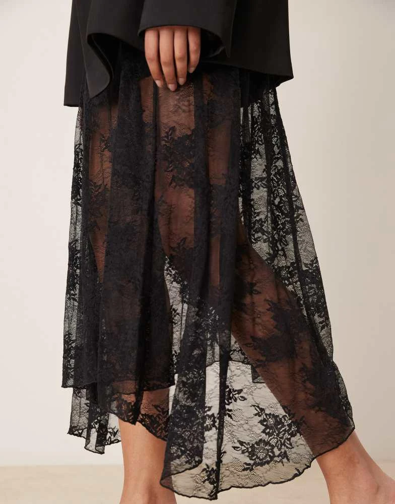 Abercrombie & Fitch Abercrombie & Fitch lace detail flowy maxi skirt in black 2