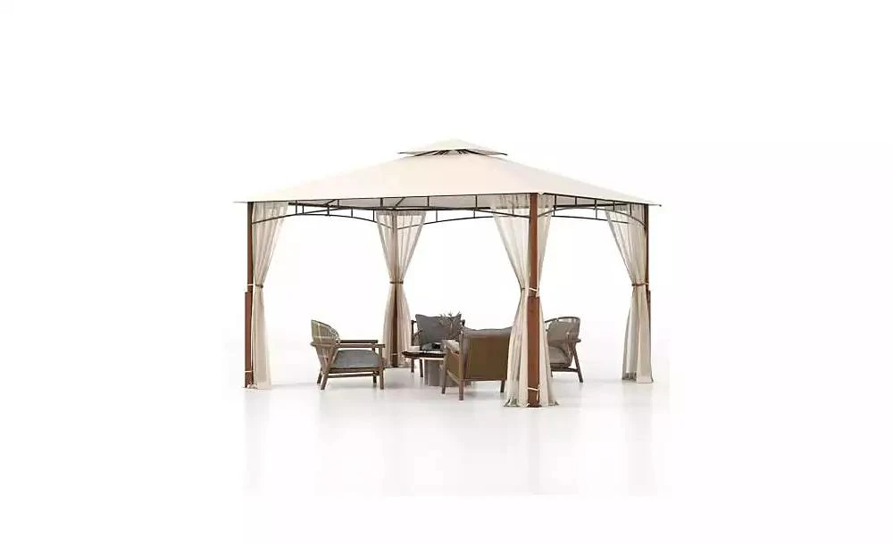 Mecale 12 x 10 Feet Outdoor Patio Gazebo with Netting and 2-Tier Canopy Roof