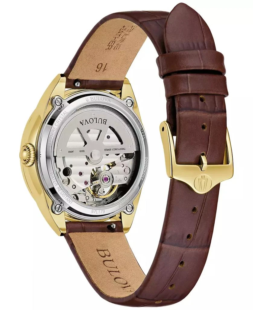 Bulova Women's Sutton Automatic Brown Leather Strap Watch 34.5mm 3
