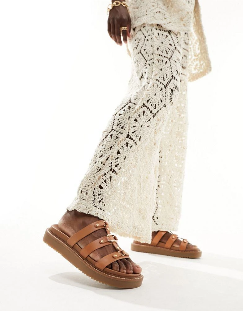 ALDO ALDO Mariesoleil footbed sandals in medium brown leather 2
