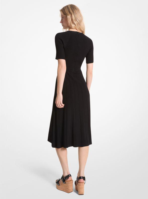 Michael Kors Ribbed Stretch Knit Button Midi Dress