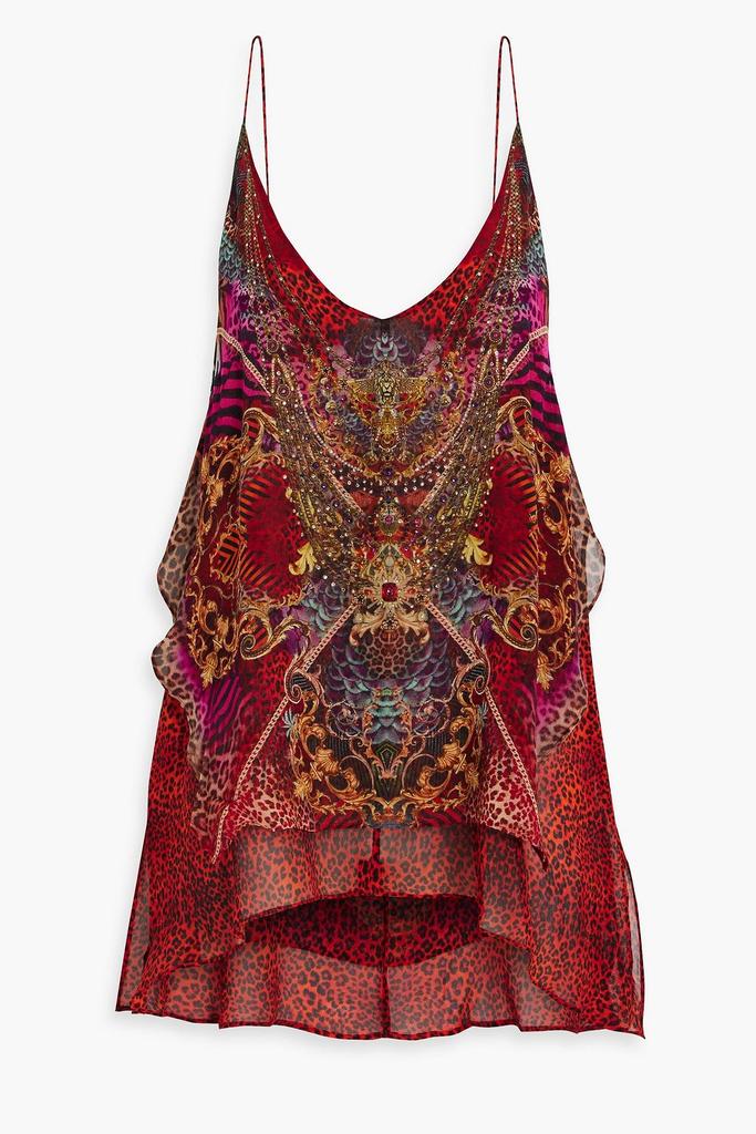 Camilla Embellished printed silk-chiffon top