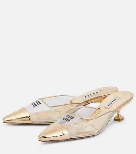 Miu Miu Logo leather and PVC mules 5