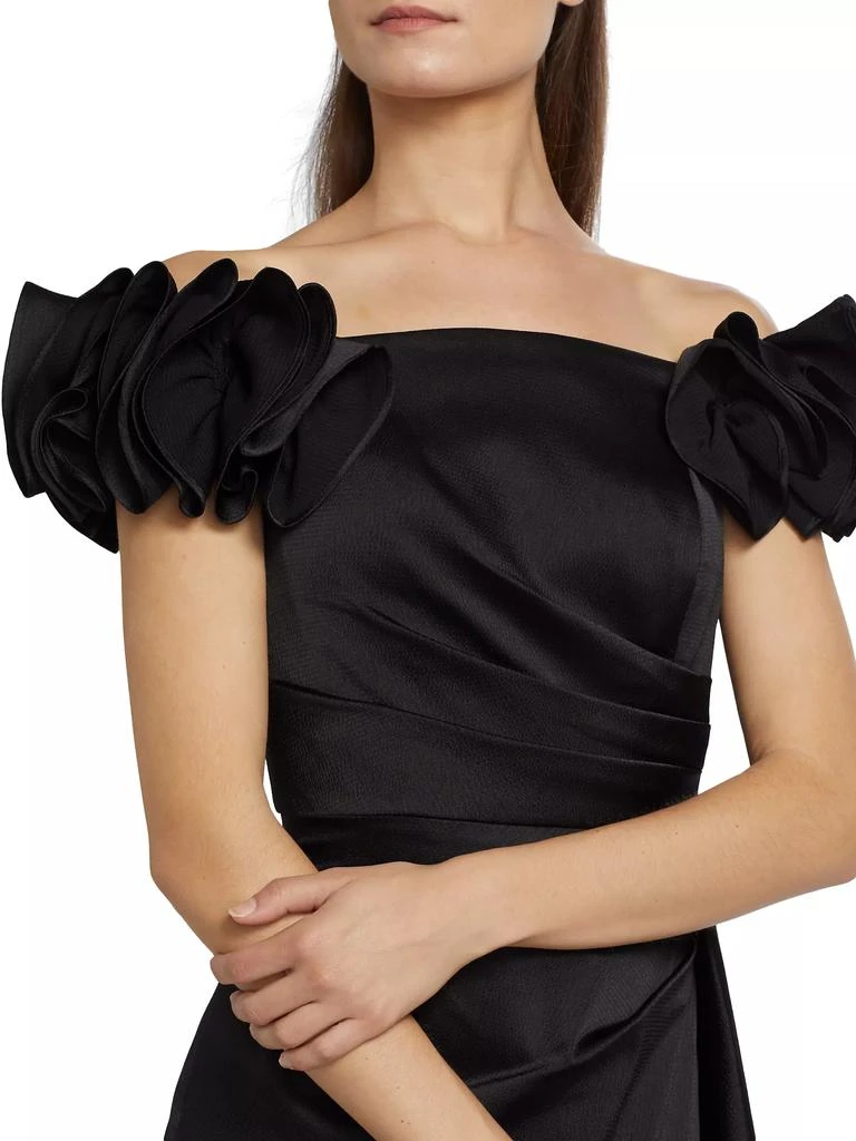 Teri Jon Satin Draped Off-The-Shoulder Gown 6