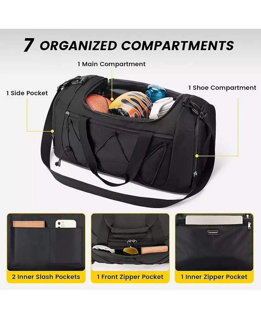 Urtala Gym Bag for Men - 21 Inches Duffle Bag for Travel Lightweight Duffel Bag with Shoe Compartment Personal Item Travel Bag Weekender Bag for Travel Sports Gym - Black 3