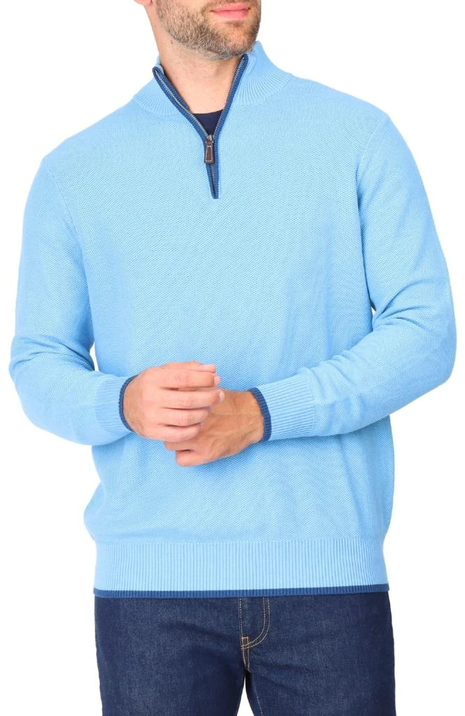 TailorByrd Cotton Textured Waffle Quarter-Zip 9