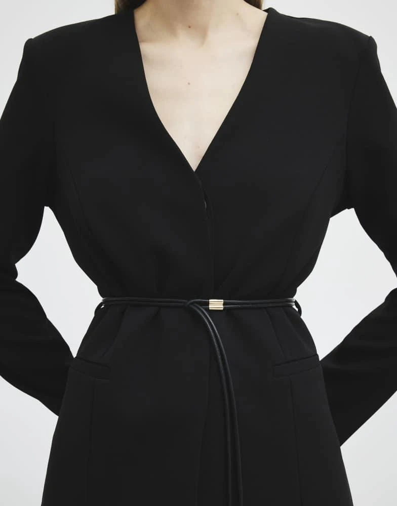 River Island River Island Long sleeve belted blazer in black 2