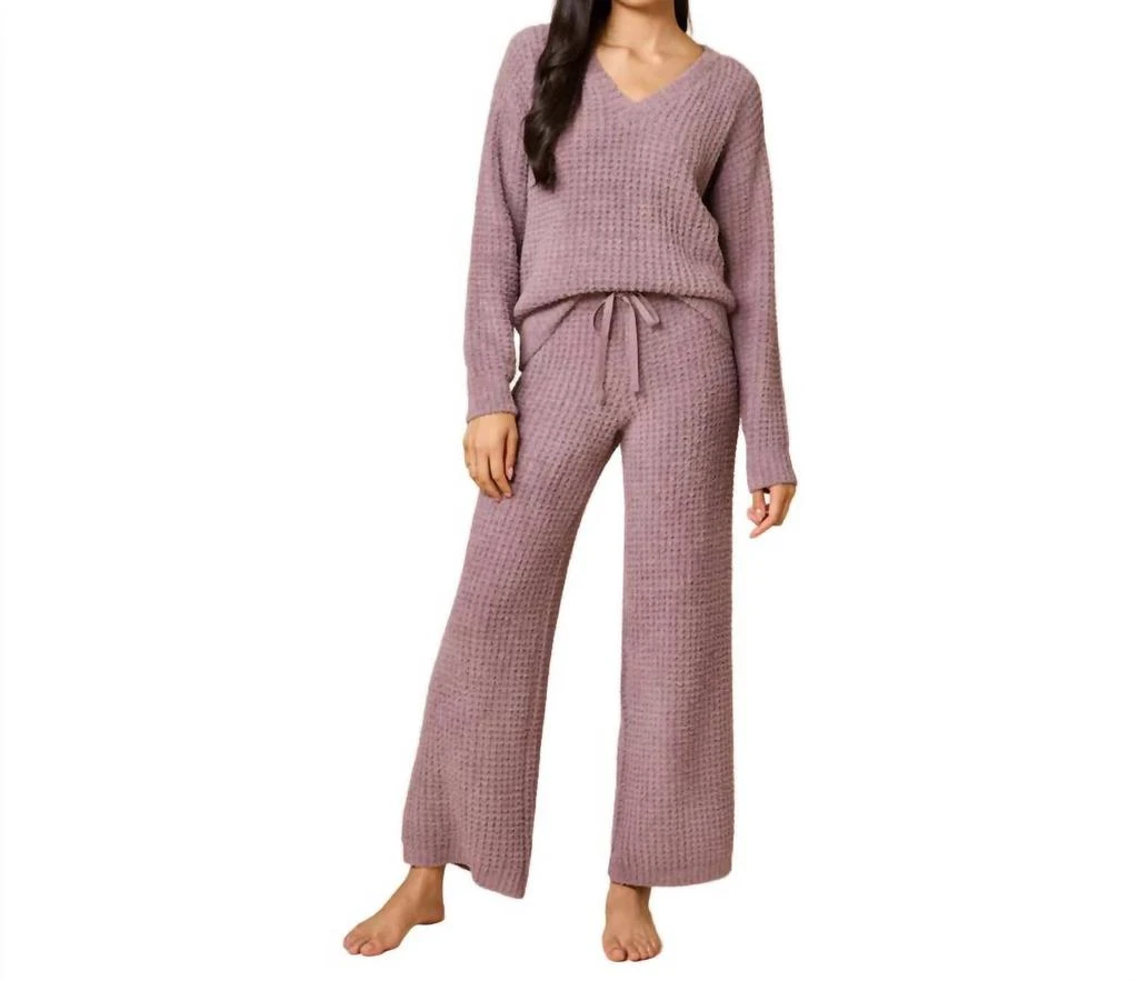 SOFTiES Softies - Waffle Marshmallow V-neck Top With Long Pant Set