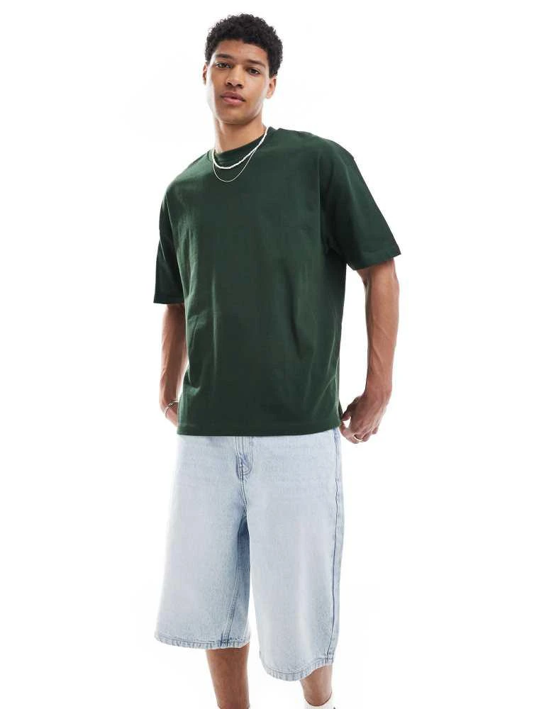 ASOS ASOS DESIGN heavyweight oversized t-shirt in dark green 1