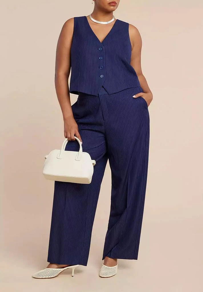 ELOQUII Women's Plus Size Pinstripe Suit Vest 3