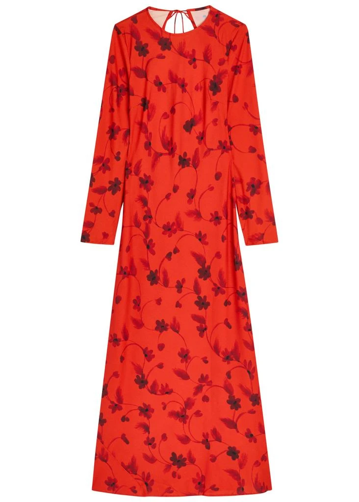 chinese dress ladies BOUGAINVILLEA CHIFFON MAXI DRESS IN ART DECO FLORAL  DE LA VALI OFFICIAL