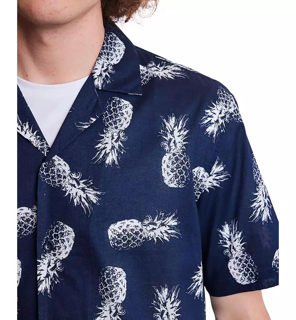 Paisley & Gray Men's Slim Fit Short Sleeve Pineapple Print Button Front Camp Shirt 3