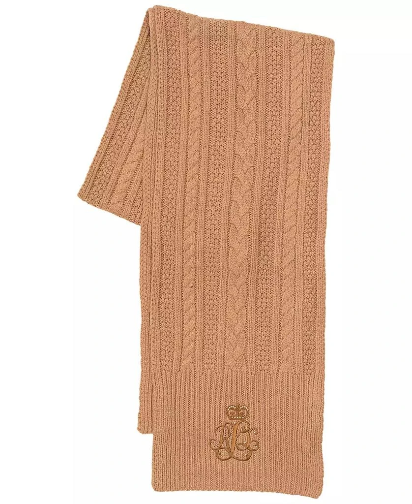 Lauren Ralph Lauren Cable Scarf with Direct Embroidery and Stones 1