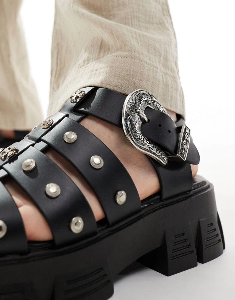 ASOS ASOS DESIGN chunky gladiator with western hardware 3
