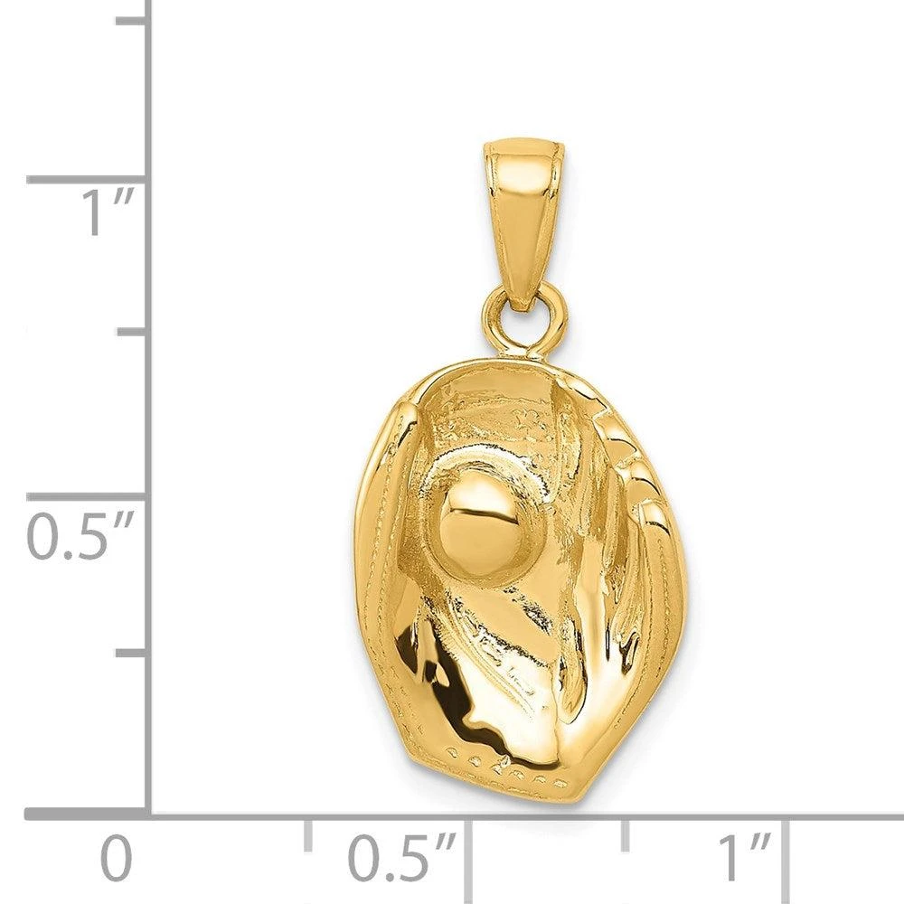 Diamond2Deal 14k Yellow Gold Baseball Glove And Ball Pendant 3