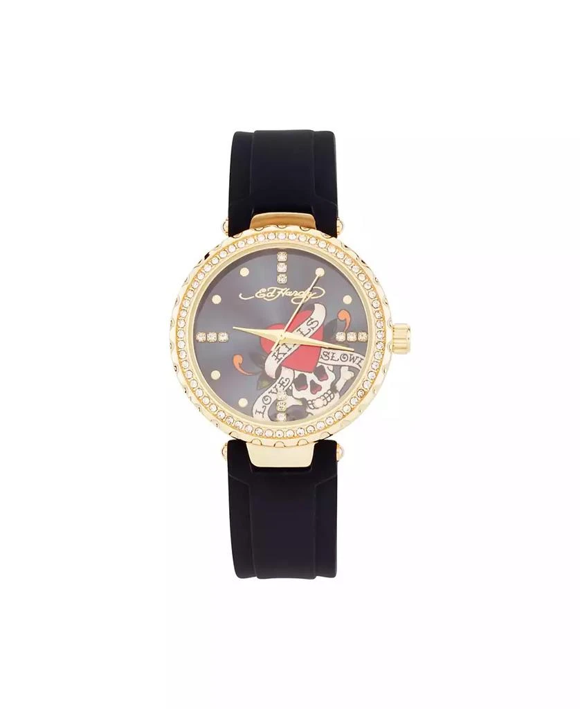 Ed Hardy Women's Quartz Matte Black Silicone Strap Analog Watch 1
