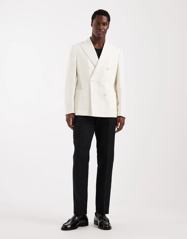 ASOS ASOS DESIGN mix 
match linen rich slim double breasted suit jacket in cream 2