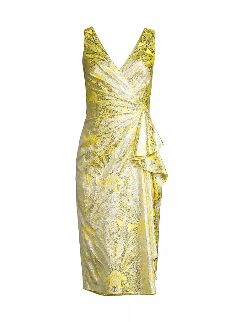 Aidan Mattox Draped Metallic Midi-Dress